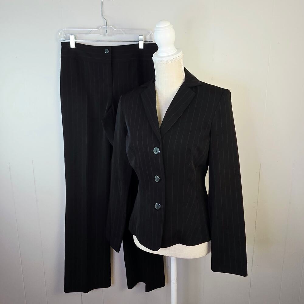 Vintage My Michelle Pant Suit Size 5/6 Black Red Pinstripe Y2K Office 2000s